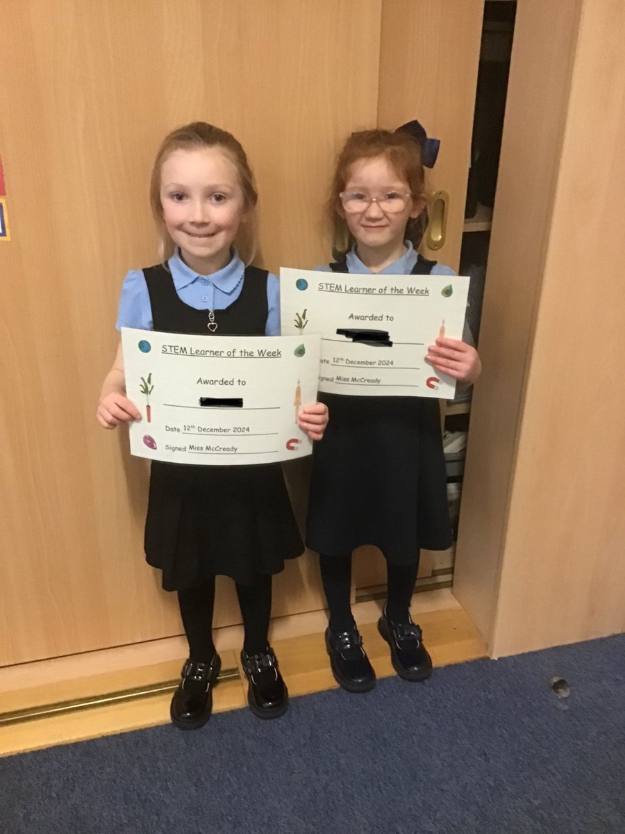 StBernardsPS's tweet photo. 🎉👏 Congratulations to this week’s 🅿️1️⃣ STEM Learners of the Week! 🌟 💡✨ P1a also made some beautiful Christmas Crafts 🦌 🎄@STEMedscot 
#WellDoneP1 https://t.co/WbuOFluw2i
