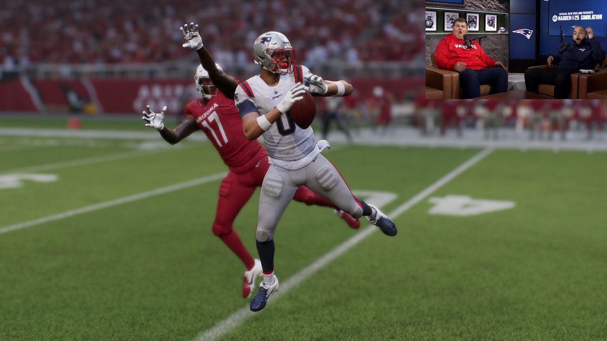 PATRIOTSdotCOM's tweet photo. Our Week 15 #NEvsARI #MaddenSim predicts a standout defensive performance from the Patriots.
Watch the full sim here: https://t.co/kzrw1w1kN3 https://t.co/0Z4Gjug6da