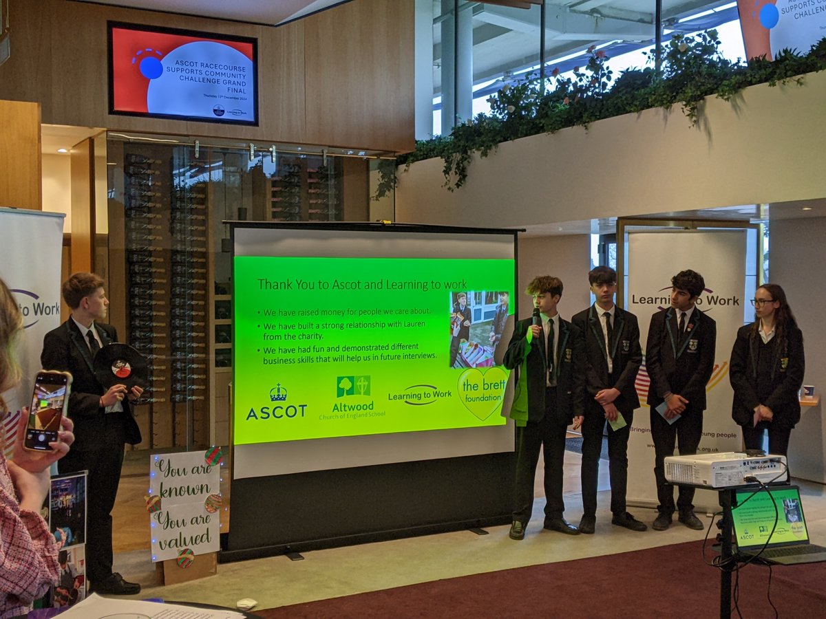 AltwoodSchool's tweet photo. Today a group of year 10 students took part in the #AscotCommunityChallenge. The students have been raising money for #theBrettFoundation. The judges complimented the materials they created for their pitch. Well Done! https://t.co/YTLb3xIksZ