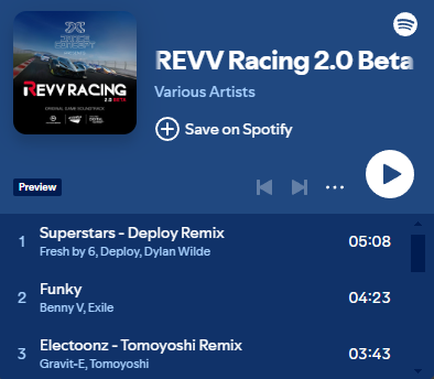 🎶 We are delighted to announce the launch of the REVV Racing 2.0 Beta - By Dance Concept ! 
 
 👉 Discover the playlist here 🤩 : lnkd.in/eR-_j-Mi