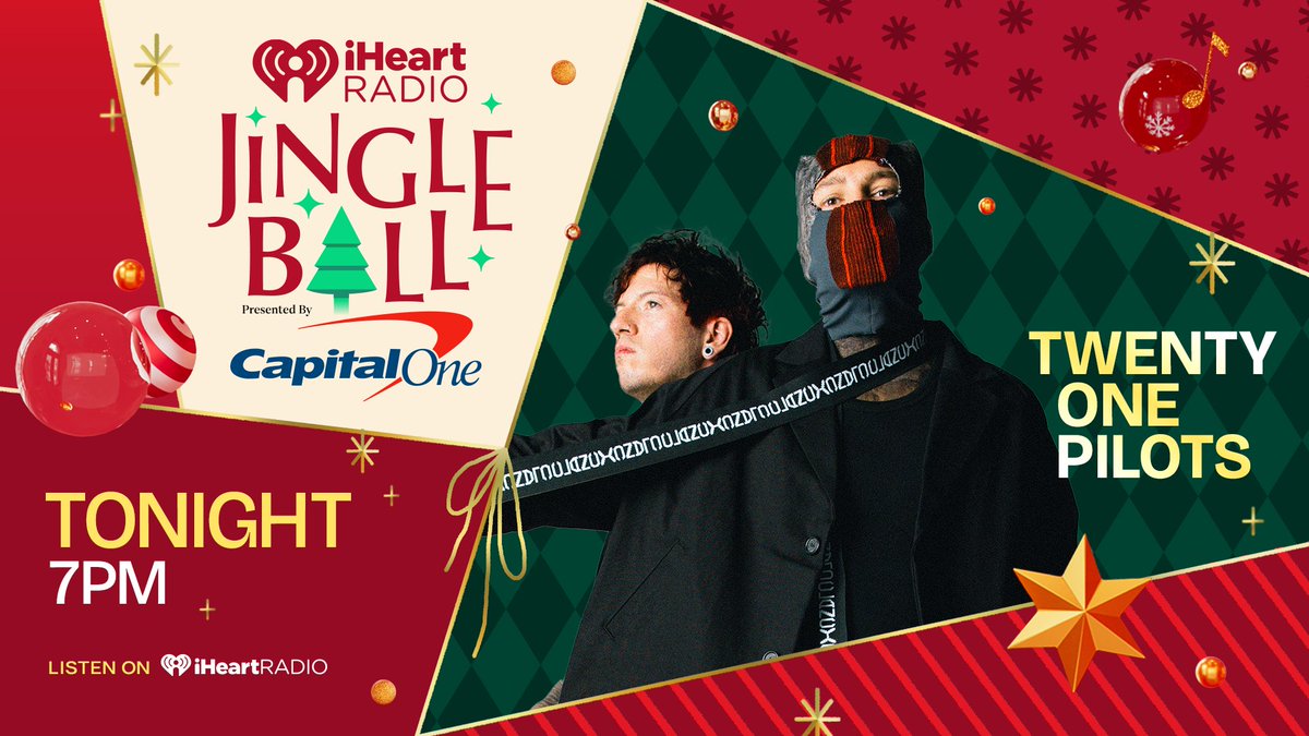 iHeartRadio's tweet photo. It's cold outside but @twentyonepilots has #iHeartJingleBall2024 heating UPPPPP 🔥🔥🔥

Listen to #Z100JingleBall tonight at 7pm: https://t.co/PxC92wd9TM https://t.co/Eymi89xGHp