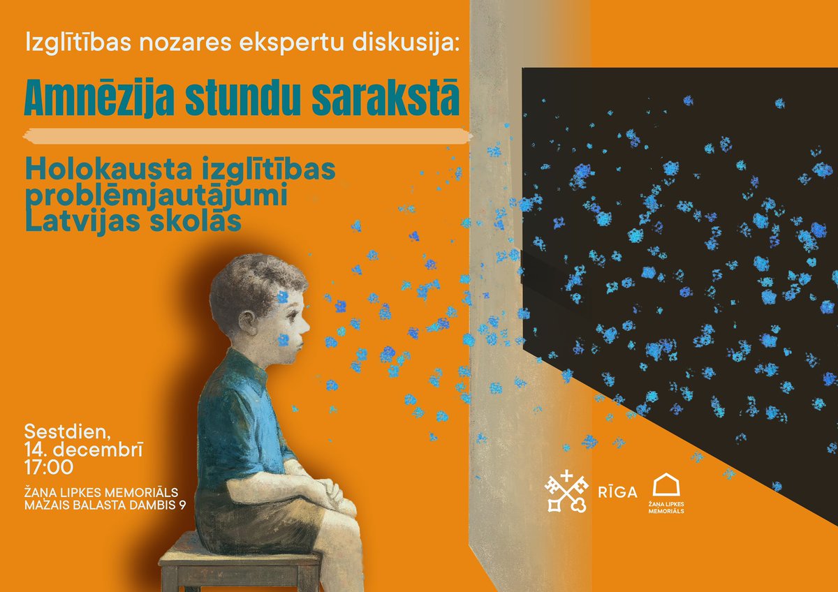 Sestdien, 14. decembrī plkst. 17:00 diskusija par holokausta izglītību skolās. Piedalās skolotāji, vēsturnieki un muzejpedagogi. Muzejā būs visi gaidīti! Ieraksta un tiešraides šoreiz nav, lai visi var brīvi izteikties. Pasākumu atbalsta <a href="/RigasDome/">Rīga</a> un