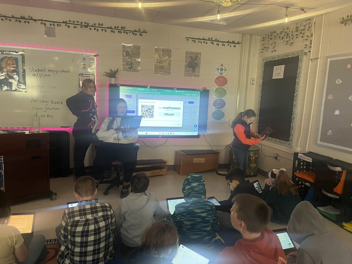Prowlander's tweet photo. Loved spending time in Ms. Hamilton’s music class 🎵🎤@THEGoMustangs
Students used @magicschoolai students rooms to chat with a famous composer from history and CREATED a rap battle between two composers. #rcLEAD @KedcARTS #activecollaborators #creativity https://t.co/pRl8kEUsNB