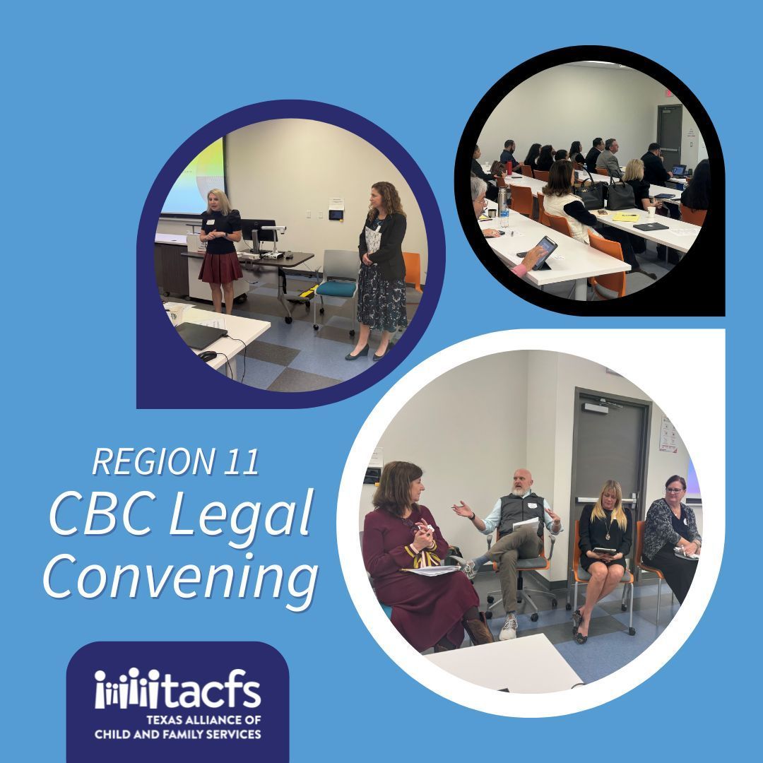 Supported by <a href="/txbforg/">Texas Bar Foundation</a>, sessions to educate and collaborate with the legal community are beginning as CBC continues implementation. This week, the Center was proud to join <a href="/TexasDFPS/">Texas DFPS</a>, the Supreme Court of Texas’ <a href="/TXChildrensComm/">Texas Children's Commission</a> in Region 11 for the first of many convenings.