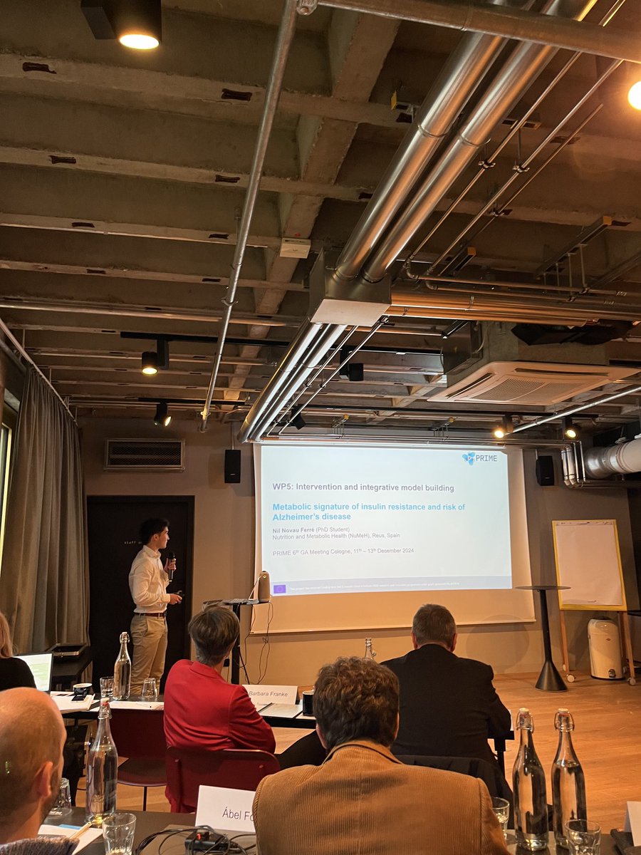 👋🏻We are attending the last meeting of the PRIME European project in Cologne. Our PhD student Nil has presented our recent results on insulin resistance and development of AD. Congrats to all the members for this fruitful collaboration ⁦<a href="/MonicaBullo/">Mònica Bulló</a>⁩ ⁦<a href="/bioquimicaURV/">Bioquímica URV</a>⁩