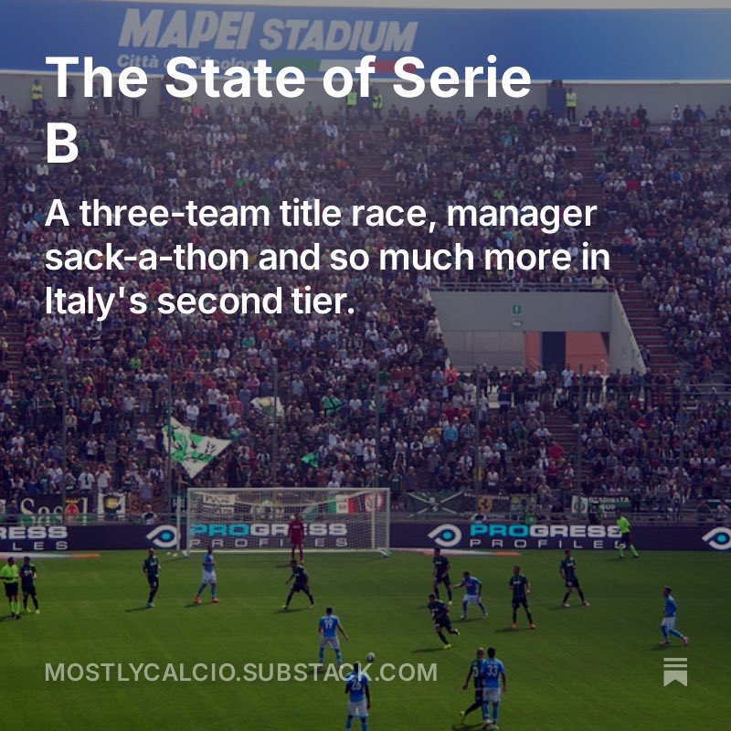 kai_henson's tweet photo. Here’s my big breakdown of Serie B, the unhinged second tier of Italian football ⤵️

• Berardi back, Sassuolo flying
• Esposito show at Spezia
• Surprise package Pisa
• 11 sackings since start of szn + a whole lot more:
https://t.co/6nQVZ6a6jn https://t.co/opD4cvhIe1