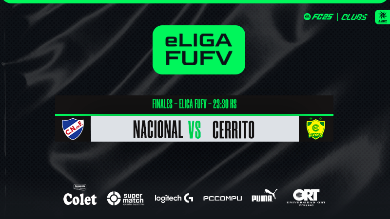 AUDVesports's tweet photo. Esta noche 🔴EN VIVO Finales #eLIGAFUFV presentada por COLET #EAFC25 🏆🇺🇾⚽️🎮

▶️https://t.co/2vQ7jTW8gh
▶️https://t.co/2vQ7jTW8gh

@EsportsNacional campeón del apertura enfrentará a @CerritoeSports campeón del clausura para saber quien se corona como el campeón #eLIGAFUFV T32

🎙️ @JuanCruzNovales  @GamesCabeza @CapeFabri