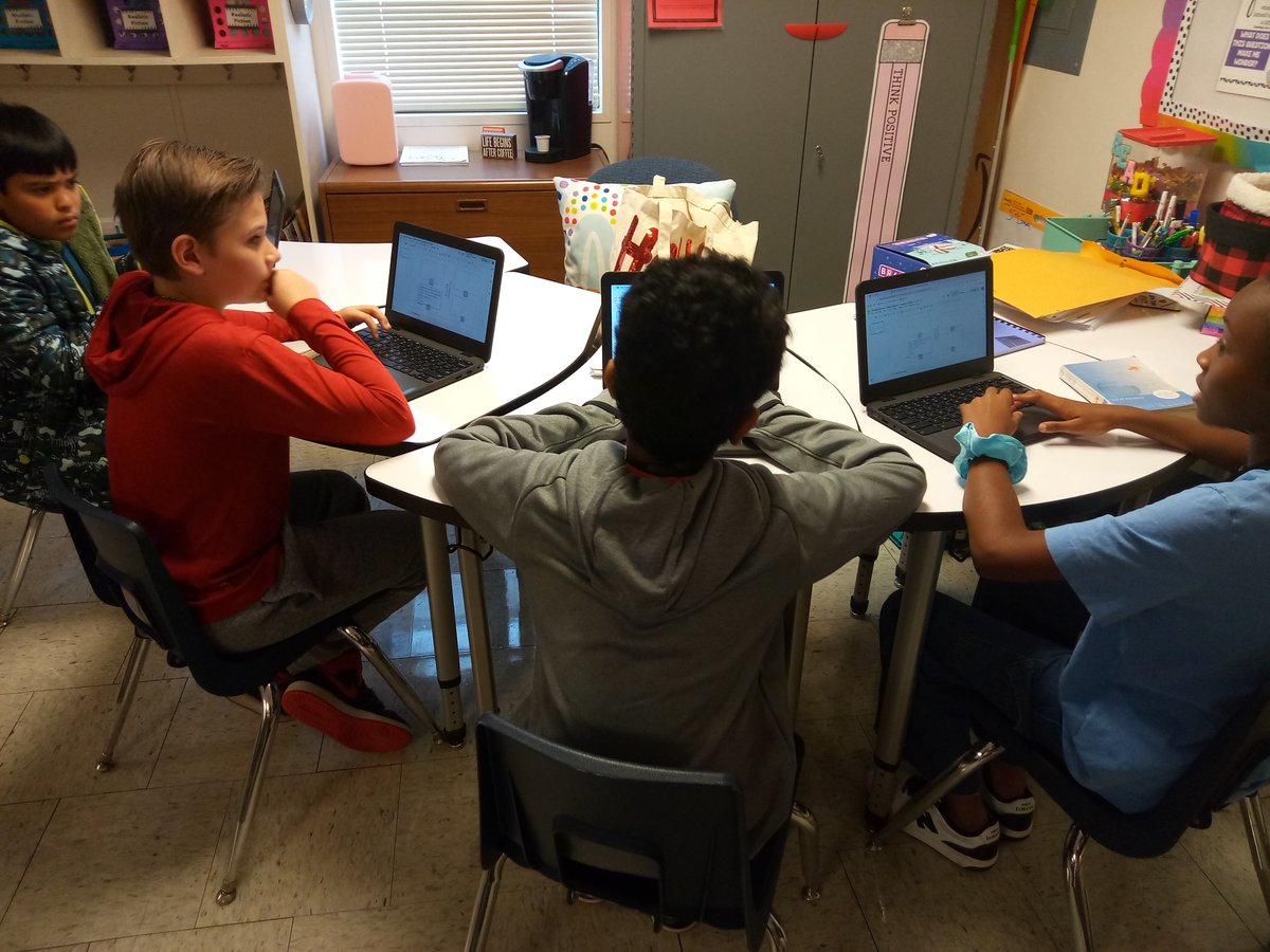 sgstapel's tweet photo. After reading our novel study today, we collaborated in groups to complete Shared Depth &amp; Complexity Charts! #HMEproud #Read2Grow https://t.co/nVrF1dHDtE