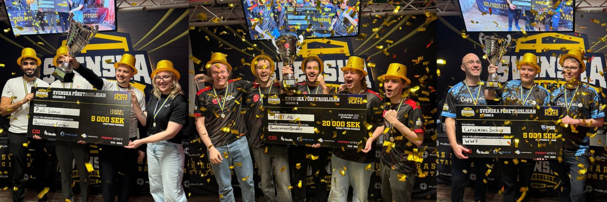 Publiclir's tweet photo. Sveriges bästa företag är korade på nytt! 🏆 

Svenska Företagsligan Höst 2024 är över och vi har korat Sveriges bästa företag på e-sport. Det var inför en fullsatt arena och bar med närmre 400 besökare finalerna i Counter-Strike 2, League of Legends och Rocket League avgjordes. Över 500 matcher har spelats, varav 100+ har sänts på våra kanaler där våra kommentatorer tagit tittarna genom matcherna.

🏆 @inetse - Sveriges bästa företag i CS2 efter tre kartor och dubbla övertider mot Grthyttans Mark & Byggtjänst AB. Inet som gör sin tredje säsong i Svenska Företagsligan har gått från att komma på tredjeplats, till andraplats i våras och nu förstaplats under hösten. 

🌟MVP CS2
@LucasKauppi  / Grythyttans Mark & Byggtjänst AB

🏆@PwC_Sverige - Återigen Sveriges bästa företag i League of Legends efter att man besegrade @vismaspcs i finalen med 2-0, ett Visma Spcs som knep finalplatsen i sista avgörande seriematchen mot @Tietoevryse.

🌟MVP League of Legends
Turkoloco / PwC Sverige AB

🏆@CapgeminiSE - Sveriges bästa företag i Rocket League efter man tillslut lyckades slå Redeploy AB med 3-1 som man inte lyckats vinna mot en enda gång under serien. 

🌟MVP Rocket League
Tony "mjada" Honkaniemi / Capgemini Sverige AB

Top 3 Counter-Strike 2
1a plats: Inet AB
2a plats: Grythyttans Mark & Byggtjänst AB
3e plats: Northmill Bank
3e plats: AXIS communications

Top 3 League of Legends
1a plats: PwC Sverige
2a plats: Visma Spcs
3e plats: Tietoevry

Top 3 Rocket League
1a plats: Capgemini
2a plats: Redeploy
3e plats: Sickla Foto & Ramverkstad

Läs mer om finalerna här: https://t.co/JfOs11IwPl

Anmälan är redan öppen för Vår 2025, säsong 6. Early-bird startar idag. Läs mer här: https://t.co/bidMZpbQFf

Stort tack till alla medverkande företag, medarbetare, partners, @swedishhost, @CHERRYXtrfy, @Plus46Studio och alla kommentatorer för den här säsongen. Ses i vår!
