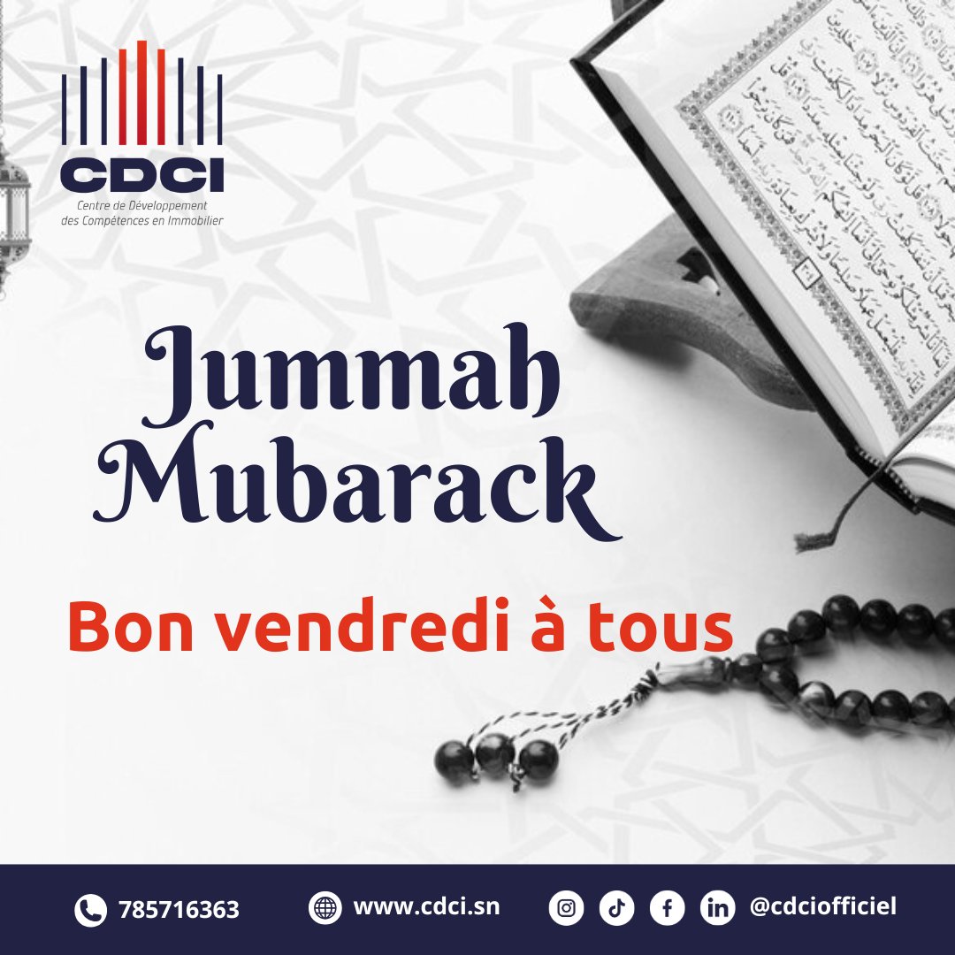 cdcisn's tweet photo. CDCI vous souhaite un bon vendredi.
#JummahMubarak #Jummah #Mubarak #immobilier #immo #senegal #CDCI https://t.co/Bp3XXTZnHq