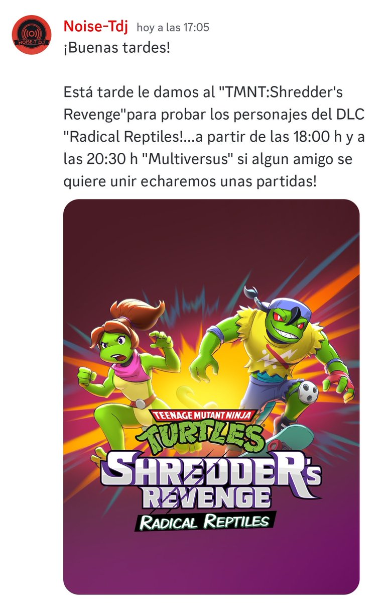 NoiseTdj1's tweet image. Comunicado:#TMNTShreddersRevenge #RadicalReptiles