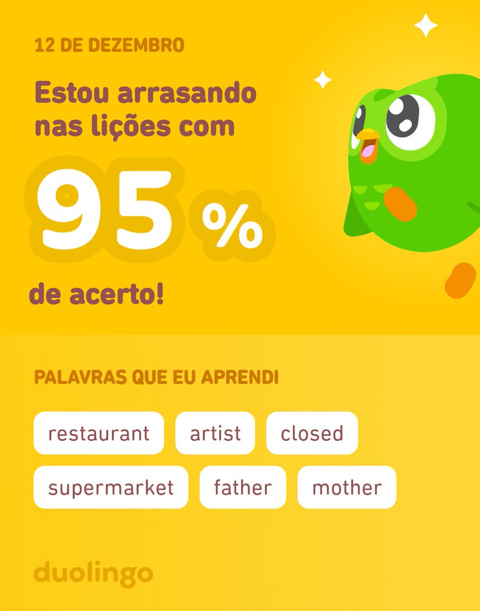 Estou aprendendo inglês no Duolingo! É grátis, divertido e eficaz.