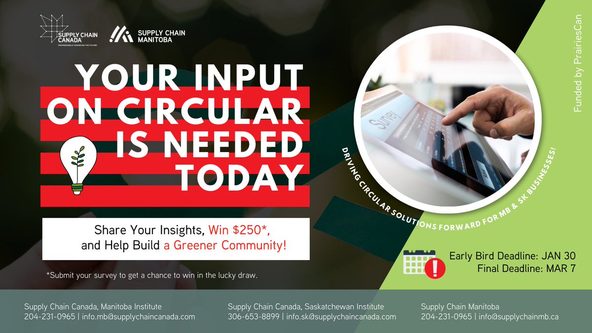 ♻️ 41% of businesses say lack of info or capacity is a key barrier to #circularity. Help us change that! Complete this 10-min survey to guide solutions &amp; get a chance win $250 Visa gift cards! 🔗 Take the Survey Now: ow.ly/70Xf50UlOAr