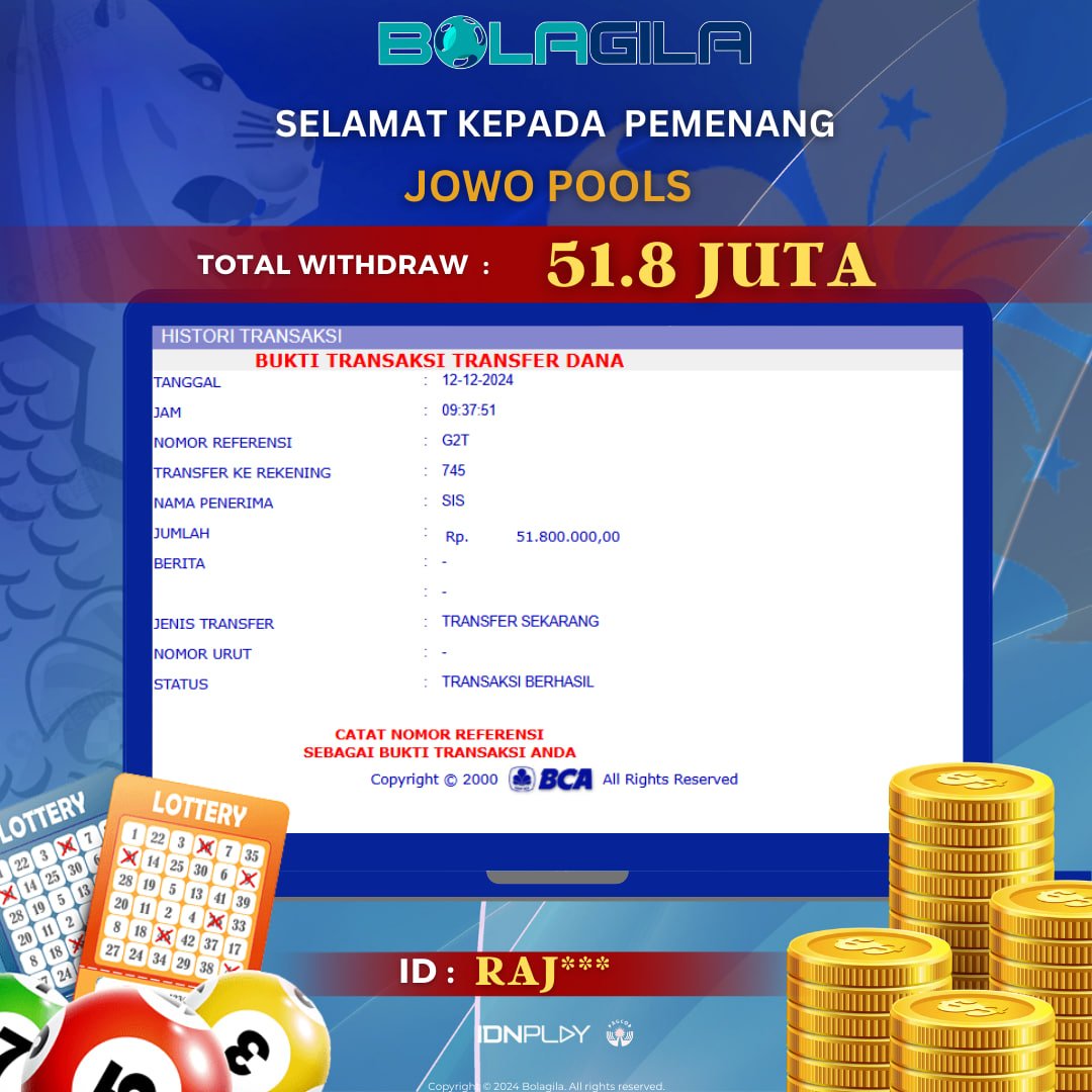KBolagila1's tweet photo. BOLAGILA - INTERNASIONAL DEWA GRUP (IDN PLAY)
•
Selamat Kepada ID MEMBER : RAJ*** Jackpot TOGEL di JOWOPOOLS dan Melakukan Withdraw Sebesar 51.8 Juta dibayar LUNASS!!!

Link Alternatif BOLAGILA : 🌐 https://t.co/8EZr2wKO71 📷 https://t.co/ZMz7CvHBhq https://t.co/pbNLDC2HGr