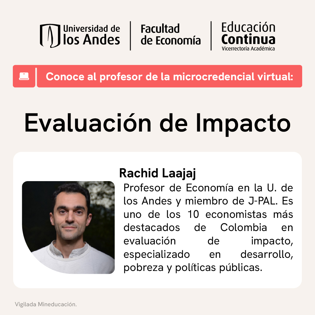 🎯 Aprende a realizar evaluaciones de impacto aplicadas a #Economía. Responde preguntas clave sobre los efectos causales de intervenciones de #Política. 📊 
Más información 👉bit.ly/3OzUClh
#EvaluacióndeImpacto 
#Microcredencial