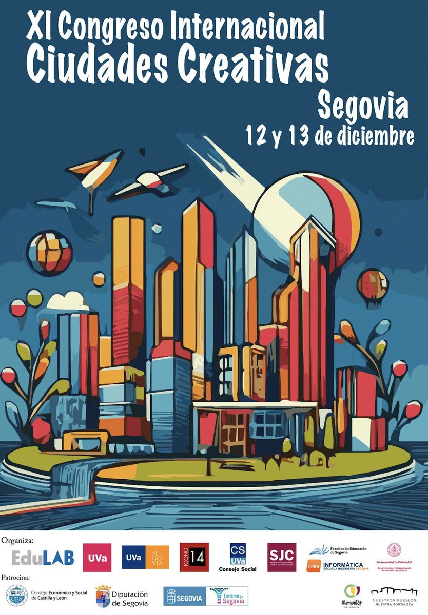 ConsejoSocUVa's tweet photo. ¡MAÑANA comienza el XI Congreso Internacional de Ciudades Creativas en Segovia! 

📅 12 y 13 de diciembre
📍 Campus #UVa - Segovia

Un evento para descubrir cómo la creatividad transforma nuestras ciudades 🏙️ ¡No te lo pierdas! Más info en el hilo👇 https://t.co/nU9dmBhDGF