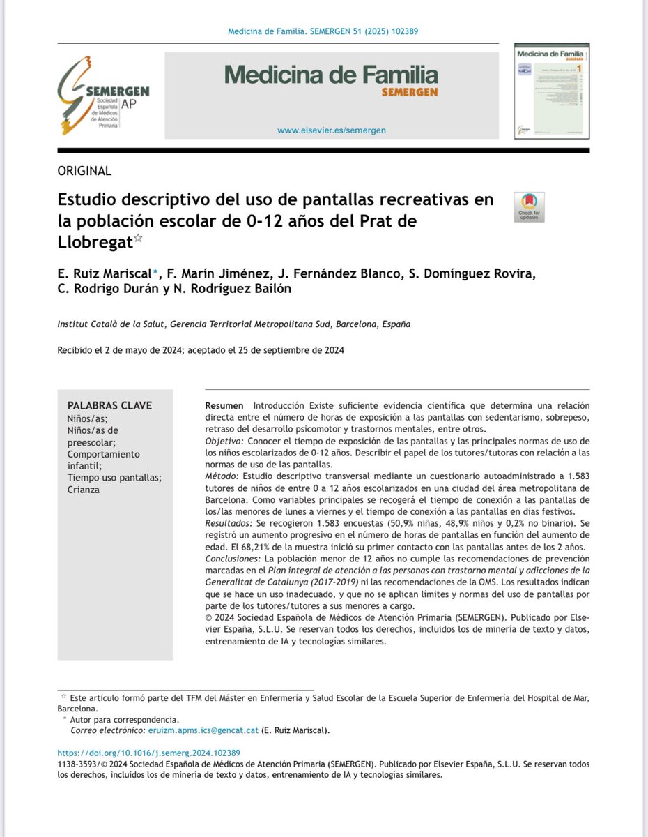1️⃣ Article‼️🥹veure’l publicat després de tant esforç, és una gran recompensa 🎉gràcies als meus companys <a href="/nOecandehug/">nOe</a> <a href="/DrFranciscoMari/">Francisco Marín</a> <a href="/RoviraDSu/">Susana Dominguez Rovira</a> pel suport incondicional i les revisions infinites. Menció especial <a href="/jordi_fblanco/">Jordi Fernández Blanco</a> director del TFM per impulsar me a fer bogeries😊