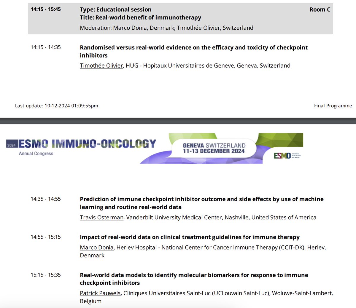 Oncology Division - Geneva University Hospital (@doncologie) on Twitter photo Check out Dr <a href="/Timothee_MD/">Timothée Olivier, MD</a> , Prof <a href="/MiglioriniDenis/">Denis Migliorini</a> and Prof Michielin's presentations at #ESMOImmuno24 about real world evidence safety and toxicity of ICIs, next generation CART cells for solid cancers and molecularly driven therapeutics, respectively. <a href="/hug_ge/">HUG</a> <a href="/UNIGEnews/">Université de Genève</a> <a href="/myESMO/">ESMO - Eur. Oncology</a> Check out Dr <a href="/Timothee_MD/">Timothée Olivier, MD</a> , Prof <a href="/MiglioriniDenis/">Denis Migliorini</a> and Prof Michielin's presentations at #ESMOImmuno24 about real world evidence safety and toxicity of ICIs, next generation CART cells for solid cancers and molecularly driven therapeutics, respectively. <a href="/hug_ge/">HUG</a> <a href="/UNIGEnews/">Université de Genève</a> <a href="/myESMO/">ESMO - Eur. Oncology</a>