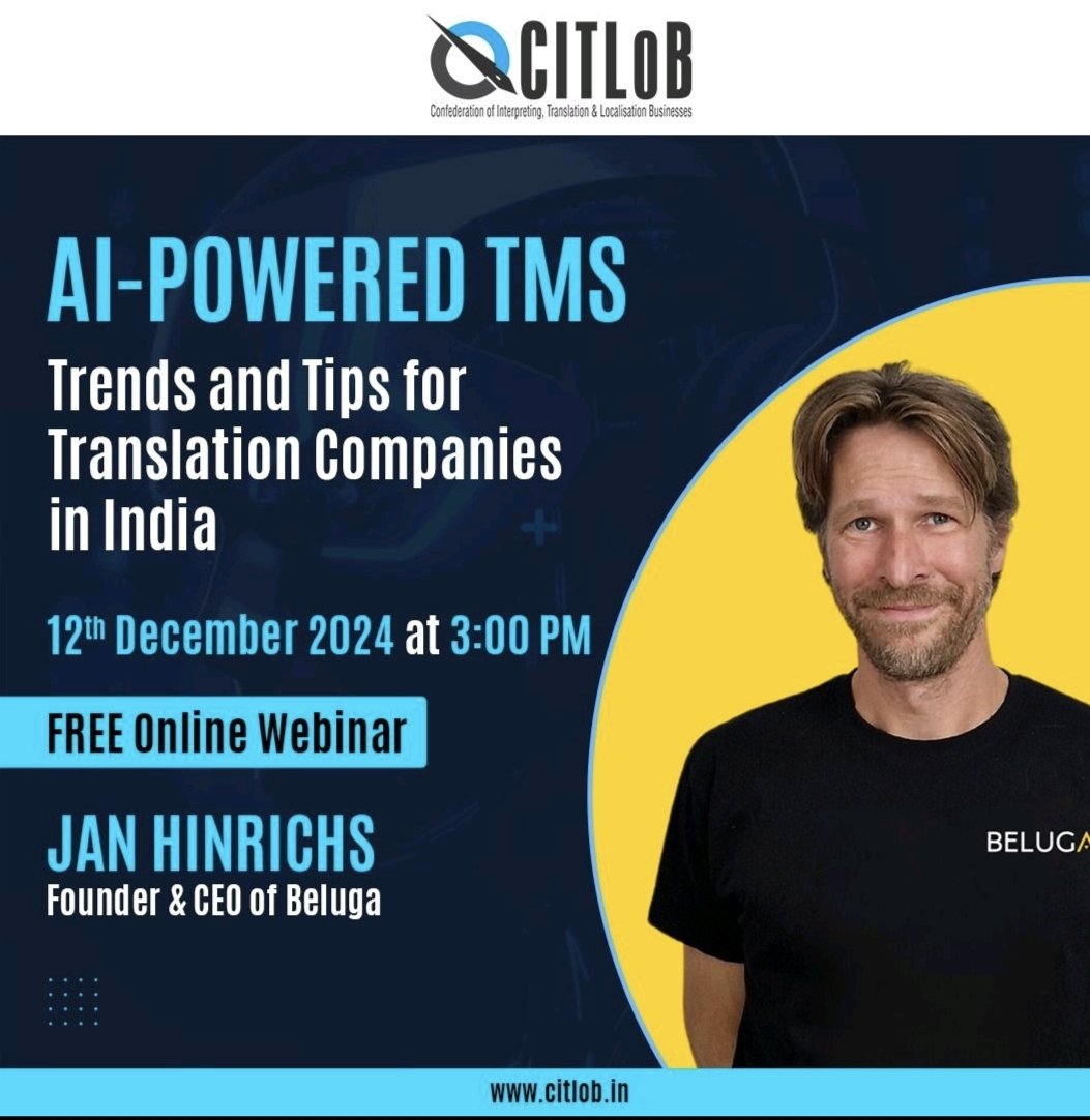 Today, i gave a talk about localization and the impact of AI in language tech at <a href="/CITLoB_India/">CITLoB:Translation, Interpreting & Localisation</a> for professionals from India and South East Asia. 152 people registered on the Linkedin event, 90 filled out the register form, 60 attendees live and 56 still at the end of the 1 hour
