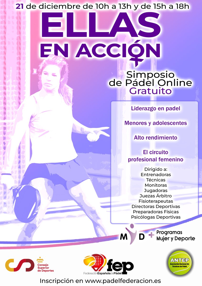 PlanetaPadel's tweet photo. 🇪🇸 Ellas en Acción. Simposio de Pádel Online Gratuito en la FEP: https://t.co/70ZRX1Z7Pv // #fep #ellasenaccion #padelfemenino #padelfederacion #formacionpadel #padelprofesional #antep #csd https://t.co/FAX5Es5FbA
