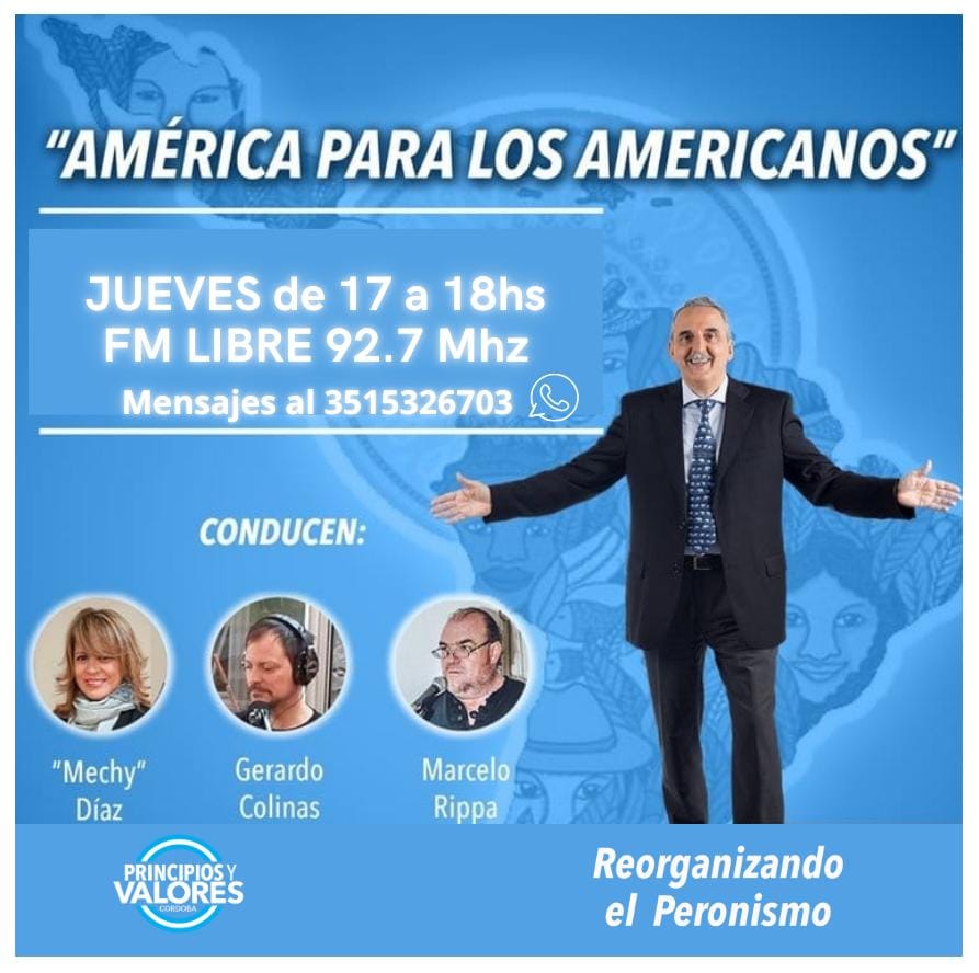 pyvcordoba's tweet photo. Como cada jueves escucha "América Para Los Americanos"
El programa de radio de "Pyv Córdoba" x FM. Libre 92.7
Comunicate al 3515326703
#mechydiazpyvcordoba
#pyvichocruz
#Córdoba
#GuillermoMoreno
#patriota
#juventudpycordoba
#americaparalosamericanos
#radio https://t.co/Hcp7lGRdiL