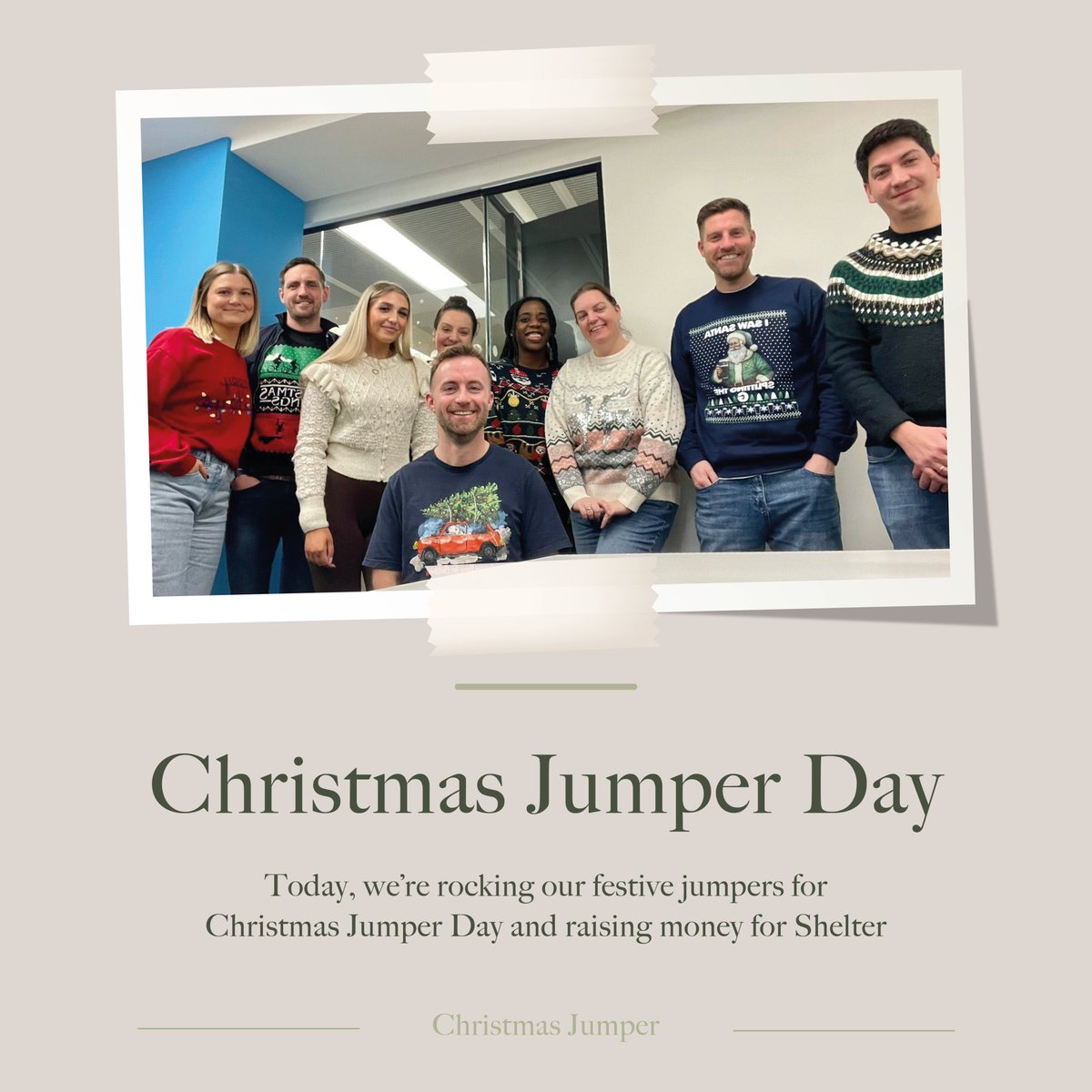 Sugarman Education (@sugarmanteach) on Twitter photo Deck the halls (and offices!) with boughs of holly (and jumpers!) π
π»βοΈ
It's #ChristmasJumperDay & we're raising money for <a href="/Shelter/">Shelter</a> to help those facing homelessness this season. Every donation counts!
Donate here: justgiving.com/page/affinity-β¦
#EndHomelessness #FestiveFun #GivingBack Deck the halls (and offices!) with boughs of holly (and jumpers!) π
π»βοΈ
It's #ChristmasJumperDay & we're raising money for <a href="/Shelter/">Shelter</a> to help those facing homelessness this season. Every donation counts!
Donate here: justgiving.com/page/affinity-β¦
#EndHomelessness #FestiveFun #GivingBack