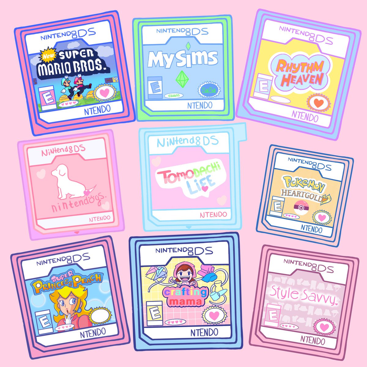 OhhMyKawaii's tweet photo. My Nintendo DS Cartridge drawings! 🥹🥹💗 https://t.co/EzSneyD5cu