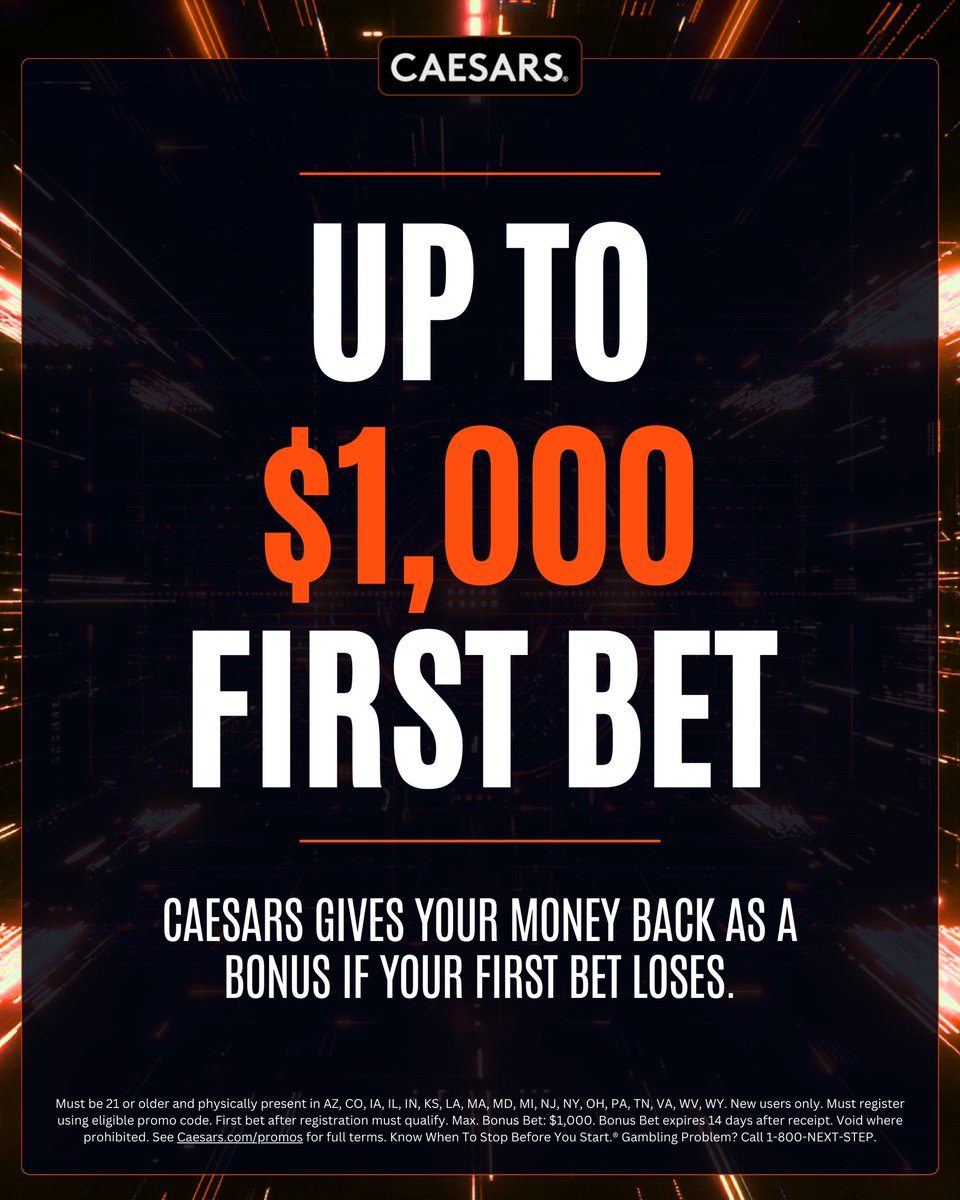 I’m finalizing the write up for Bet 1 of the challenge now!

The best way to get set up?

1️⃣ Join Caesars: bit.ly/CS-1000
2️⃣ Get my alerts on! 🔔

Bet 1 coming next! 

21+, gamble responsibly.