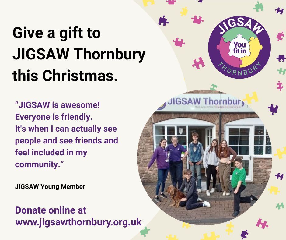 Give a gift to JIGSAW this Christmas instead of Christmas cards!

You can donate online easily via our website, choosing to donate a one off amount or a regular gift each month.

Donate now! buff.ly/3rKkZHW