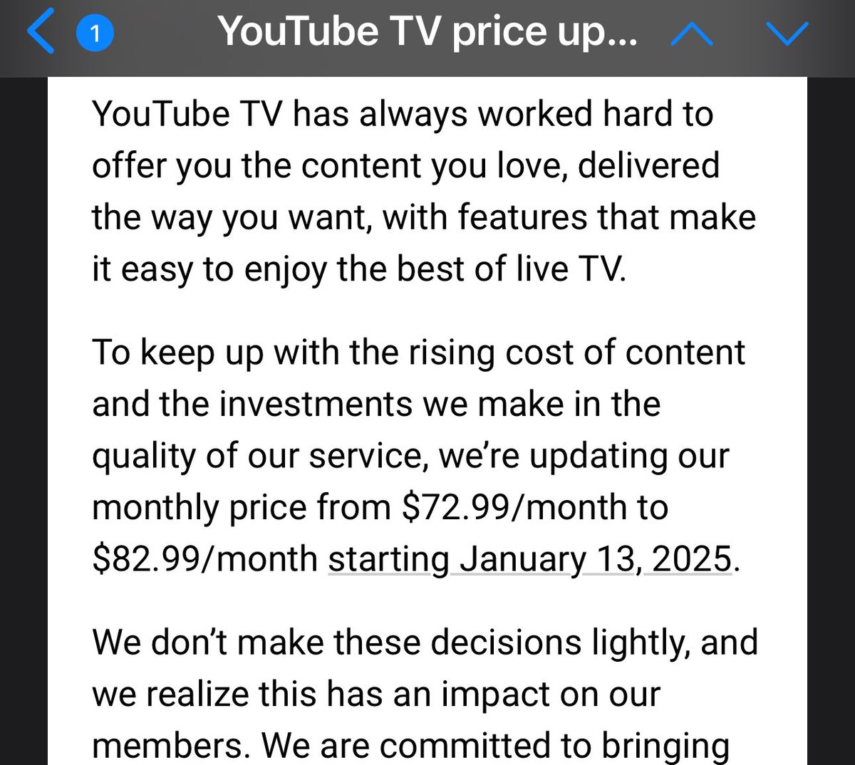 damci73's tweet photo. @YouTubeTV This is just outrageous, rising subscription prices again! $10
more for base plan!
Just cancelled my subscription, no more Google!!!! https://t.co/HytkhLUsGT