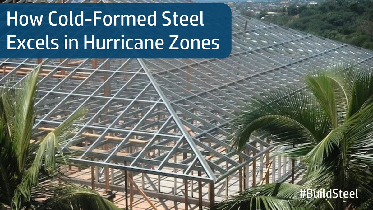 Cold-Formed Steel framing offers superior safety, durability and potential insurance benefits over wood in extreme weather areas. Learn more ow.ly/MS7h50UpTQ4
#Construction #Engineering #Hurricane #Safety #BuildSteel #CFSteel
<a href="/FRAMECAD/">FRAMECAD</a>