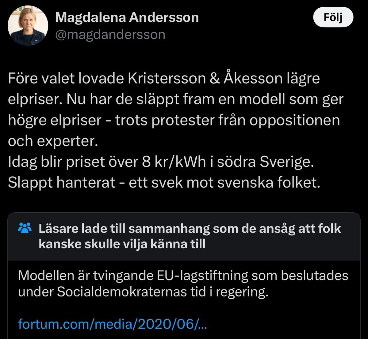 OliverRosengren's tweet photo. Riktigt kämpig community note för Magdalena Andersson. Ny dag, nya lögner från Socialdemokraterna.

Kommer media granska den här gången? https://t.co/5irFianLIl