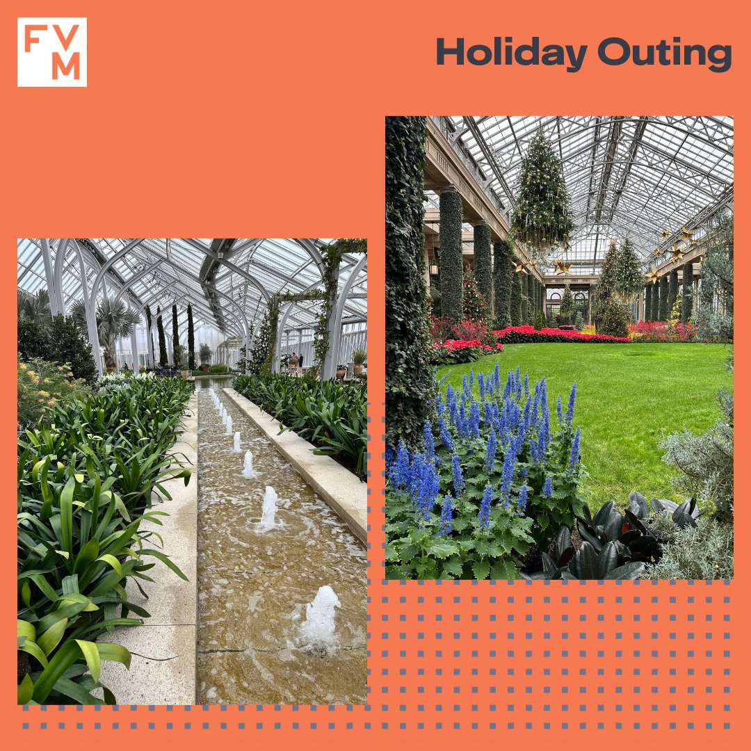 Team FVM kicked off the holiday season with our annual end-of-year get-together. We started the day with a fun yet mischievous gift exchange over breakfast, followed by a festive stroll through <a href="/longwoodgardens/">Longwood Gardens</a> 🎄🌟

Happy Holidays from all of us at FVM!