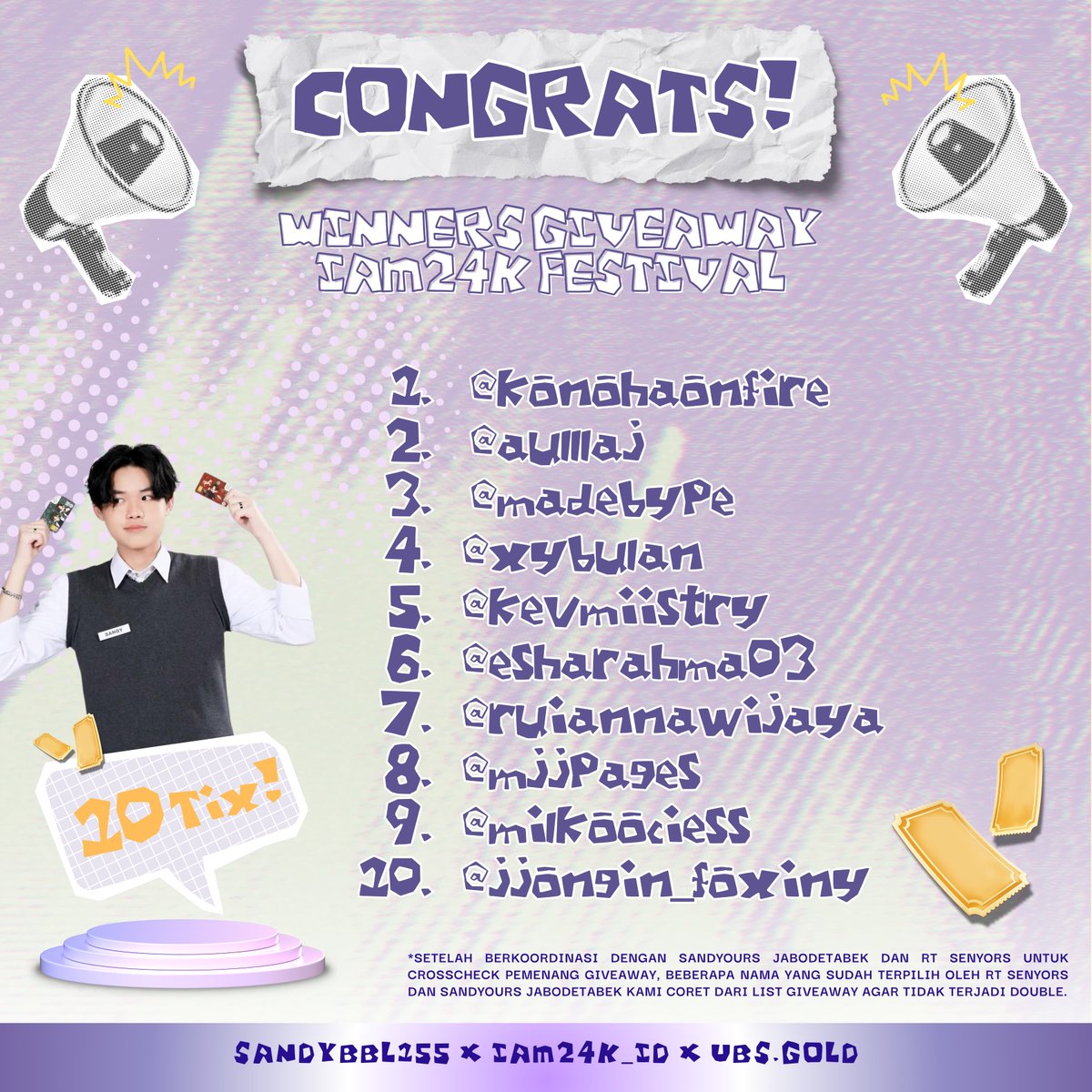 sandybbl155's tweet photo. 🎉🏆 𝐂𝐎𝐍𝐆𝐑𝐀𝐓𝐔𝐋𝐀𝐓𝐈𝐎𝐍𝐒 𝐓𝐎 𝐓𝐇𝐄 𝟏𝟎 𝐖𝐈𝐍𝐍𝐄𝐑𝐒 🏆🎉

A big shoutout to everyone who have joined our 𝘐 𝘈𝘔 24𝘬 𝘍𝘦𝘴𝘵𝘪𝘷𝘢𝘭 𝘎𝘪𝘷𝘦𝘈𝘸𝘢𝘺 and congrats to the chosen winners! 💗

Please DM us to confirm your prize! 🎟️🤞🏻 https://t.co/7d6P5PstV2