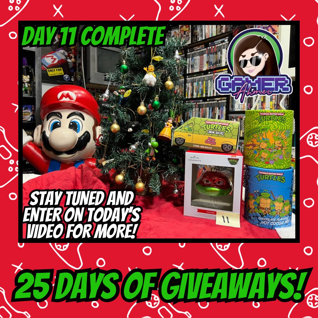 GamerAhmer's tweet photo. Day 11 has completed! Stay tuned for today’s short and be sure to comment for a chance to win! #videogames #games #gamerahmer #christmas #25daysofchristmas #25daysofgiveaways #giveaway #nickelodeon #tmnt #teenagemutantninjaturtles #retrogaming #nintendo #happyholidays https://t.co/OLEoZYRRHB