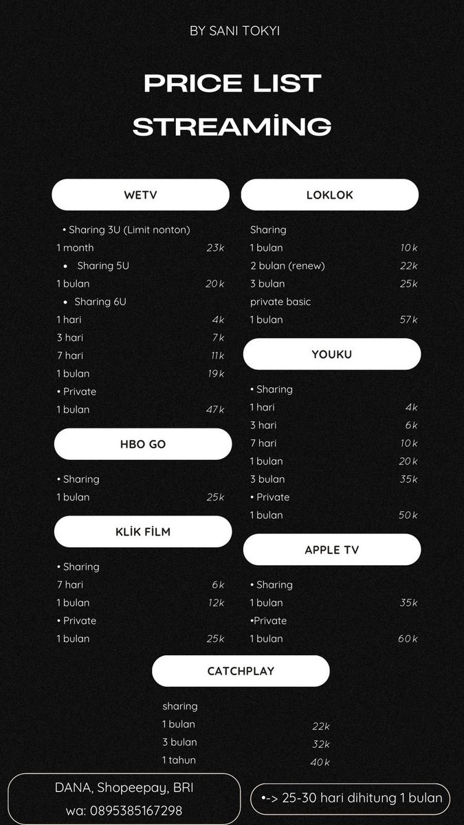 Arinsanuiii's tweet photo. Bismillah, Pl App prem #zonauang️ 

NETFLIX , VIU , VISION + SPORT , VIDIO PLATINUM , GENFLIX , CRUNCHYROLL , WETV, LOKLOK , HBO GO , YOUKU , APPLE TV , KLIK FILM , AMAZON PRIME VIDEO , BSTATION , STREAMING https://t.co/orkHd7IRjx