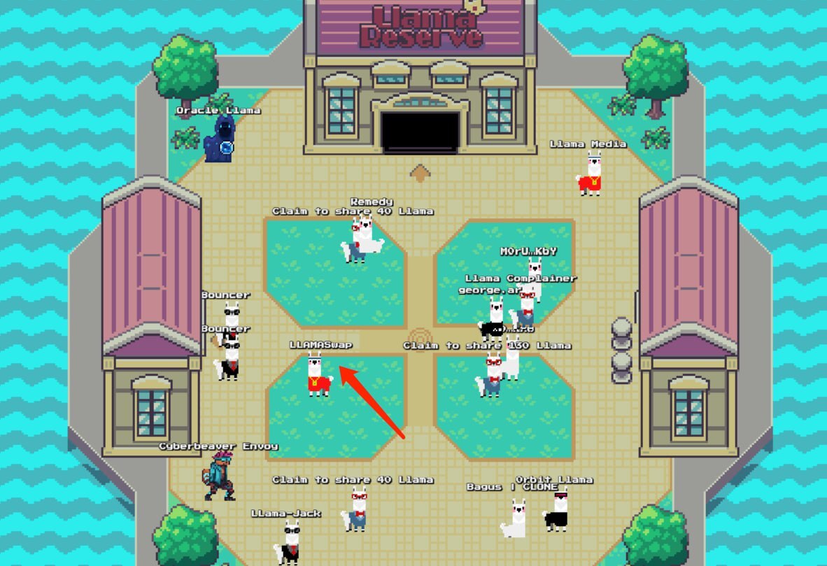 LlamaLandAO's tweet photo. Now in Llamaland, you can directly swap assets by interacting with the Llamaswap NPC!
https://t.co/GDc7e45VT0 https://t.co/fvrweYBxuJ