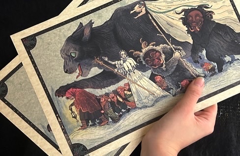 AiriTree's tweet image. 🌲✨The Yule March ✨🌲 Art Prints available on my Etsy shop AiriTree in the bio! 
-
-
[From left to right: Gryla &amp;amp; her Yule Lads, the Yule Cat, Perchta and her Straggele demons, and Mari Lwyd…]