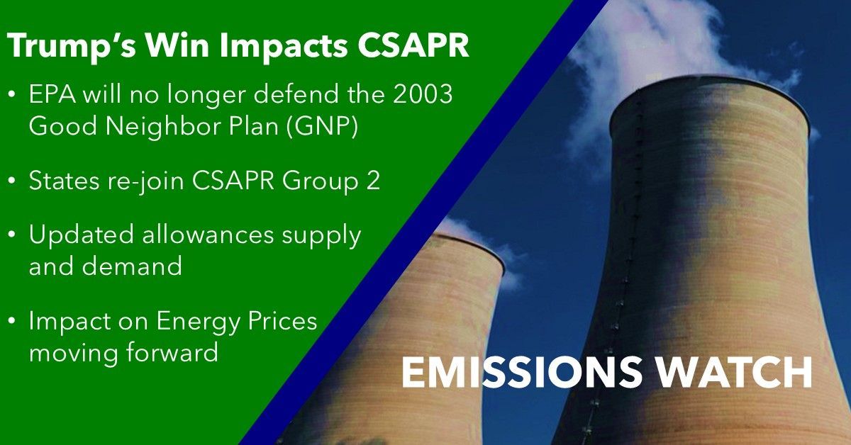 @realdonaldtrump Election Win will impact <a href="/EPA/">U.S. EPA</a> Ozone Season CSAPR Programs and NOx emissions moving forward. The EPA will no longer defend the 2023 Good Neighbor Plan (GNP) in court once he takes office which means that the rule will not be implemented. buff.ly/41x40i6
