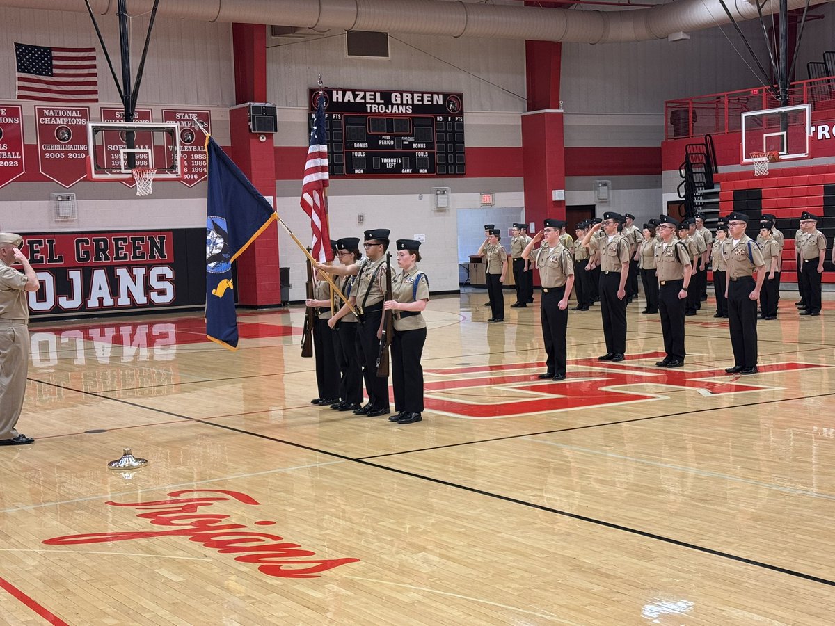 <a href="/HazelGreenHigh/">Hazel Green High School</a> Today was our Annual Area Manager Inspection for OUR NJROTC, conducted by Area 13 Manager Merv Dial. The Cadets were inspected on knowledge, uniforms and performed an Unarmed Platoon Drill. #TrojanNation #HGenergy