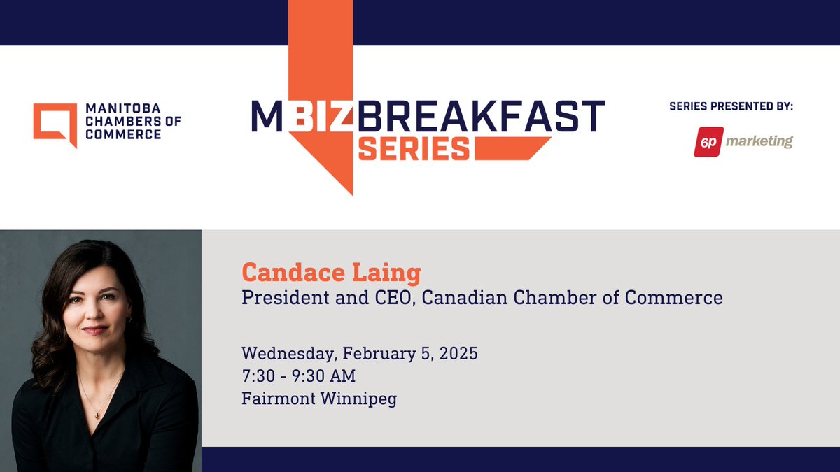 New Event Alert! Join us for an exclusive opportunity to hear from Candace Laing, CEO of the Canadian Chamber of Commerce, as she shares her expert insights on the evolving landscape of Canada-U.S. relations and what it means for MB businesses.

business.mbchamber.mb.ca/events/details…