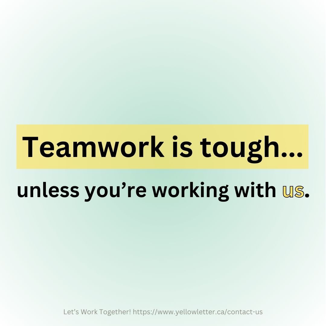 YellowLetterYYC's tweet photo. At Yellow Letter, we bring our creative expertise to the table - but never forget that you know your brand best.

Meet with our creative communications team today to discover how seamless - and fun - working with an outside team can be!

Email now: info@yellowletter.ca https://t.co/DKGuwju9iv