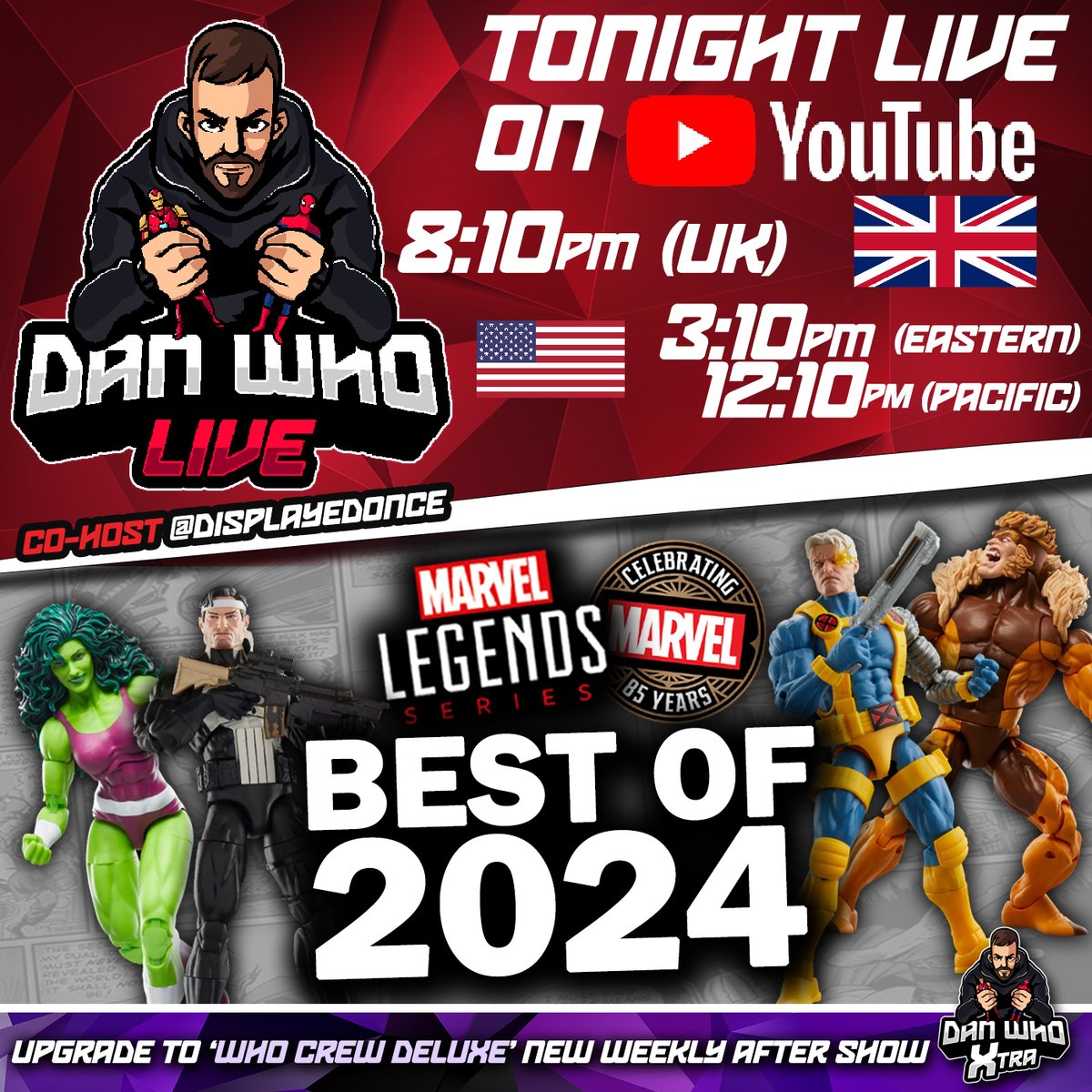 DanWhoReviews's tweet photo. LIVE STREAM TONIGHT 🔽 8:10PM 🇬🇧 (3:10PM Eastern / 12:10PM Pacific 🇺🇸) BEST MARVEL LEGENDS OF 2024 - Dan Who Live #219

https://t.co/tueOyk8v23

#Marvel #MarvelLegends #Hasbro #Disney #Avengers #XMen #XMen97 #Wolverine #Deadpool #HasbroPulse #sentinel #Mephisto https://t.co/HHDDe9PEY8