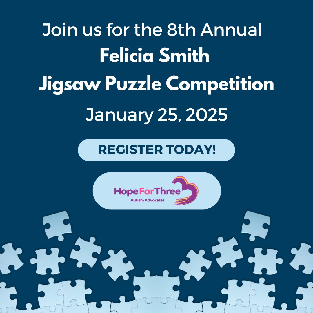 Hope_for_three's tweet image. Just a few weeks to go! 🧩⏳ The 8th Annual Felicia Smith Jigsaw Puzzle Competition is on January 25, 2025. Register your team today and support autism awareness. hopeforthree.org/events/
.
.
#HopeForThree #JigsawPuzzleCompetition #Countdown