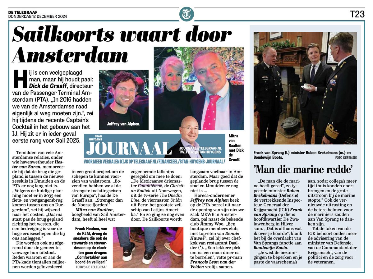 “SAILkoorts waart door Amsterdam” - aldus de <a href="/telegraaf/">De Telegraaf</a>. Tijdens de Captain’s Cocktail in de PTA heeft onze directeur <a href="/MitravanRaalten/">Mitra van Raalten</a> primeurs meegenomen: de Noorse Christian Radich en Mexicaanse Cuauhtémoc hebben hun komst naar #SAIL2025 officieel bevestigd 😍⛵️👏 #MakeAWave