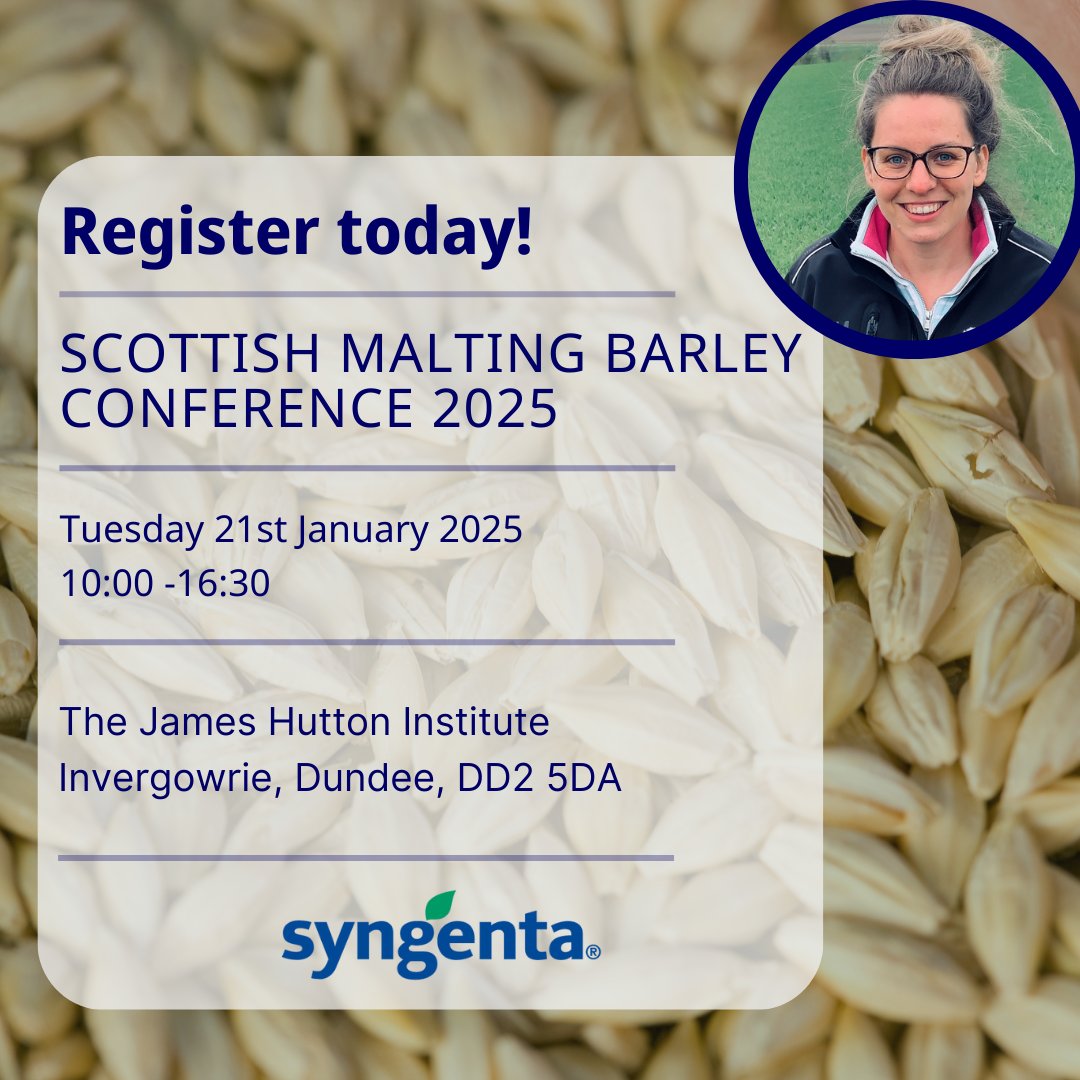 If you're growing malting barley in Scotland, this is an event not to be missed! Join Area Managers, Katie Norman &amp; Iain Lindsay and a variety of speakers within the industry at the 2025 Scottish Malting Barley Conference! 🎉 Register here today 👉 bit.ly/49CUSKO