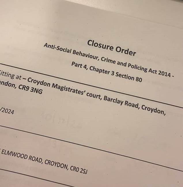 MPSCroydon's tweet image. Officers from Selhurst Safer Neighbourhood Team secure 3 month closure order following search warrant and ongoing ASB / drug use in Elmwood Road.

#CommunityCrimeFighting
#Croydon 
#ClosureOrder

Selhurst SNT have (cont) spkl.io/l/6013fws0x