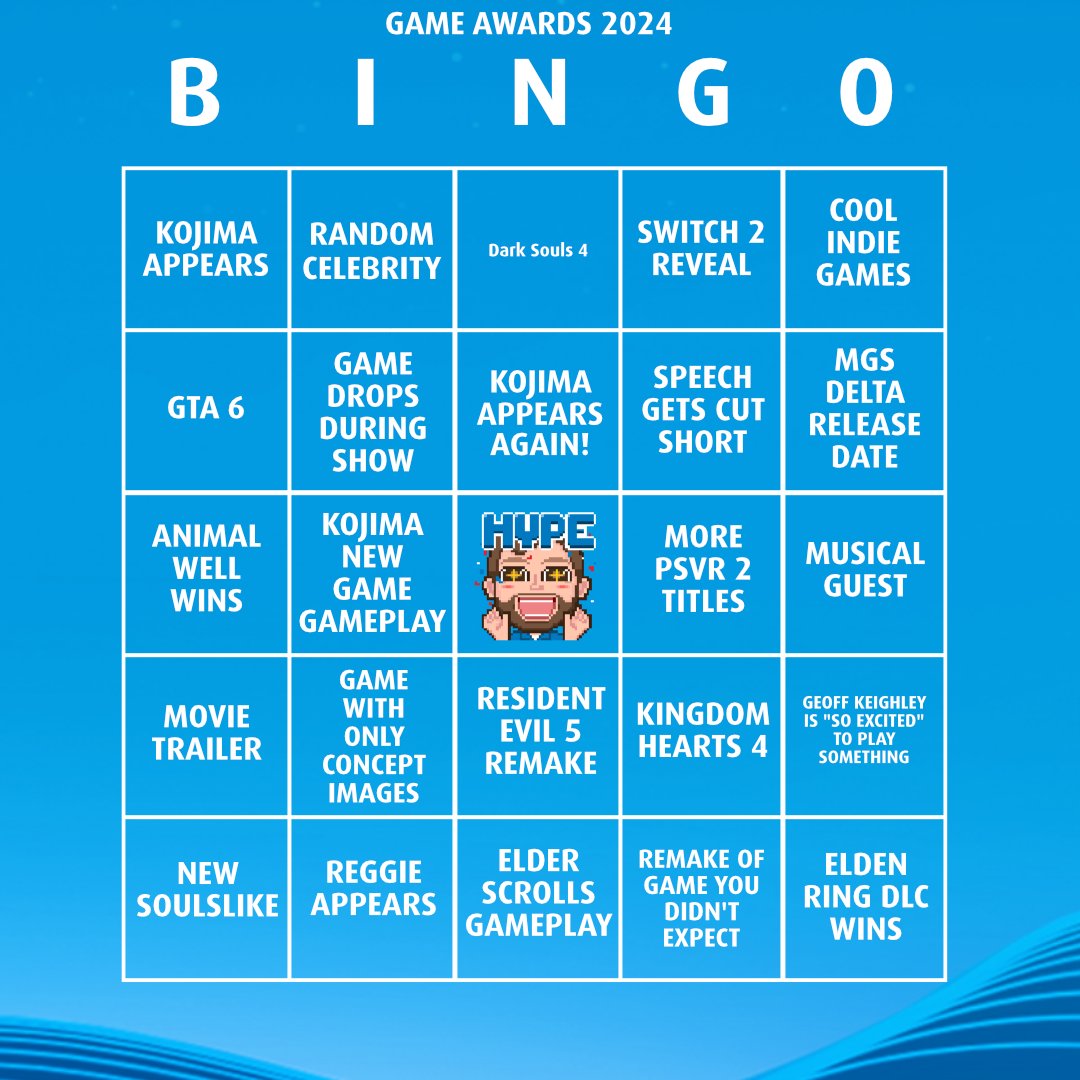 Who else is excited for the #TheGameAwards tonight? Here's my personal bingo card, let’s see yours!