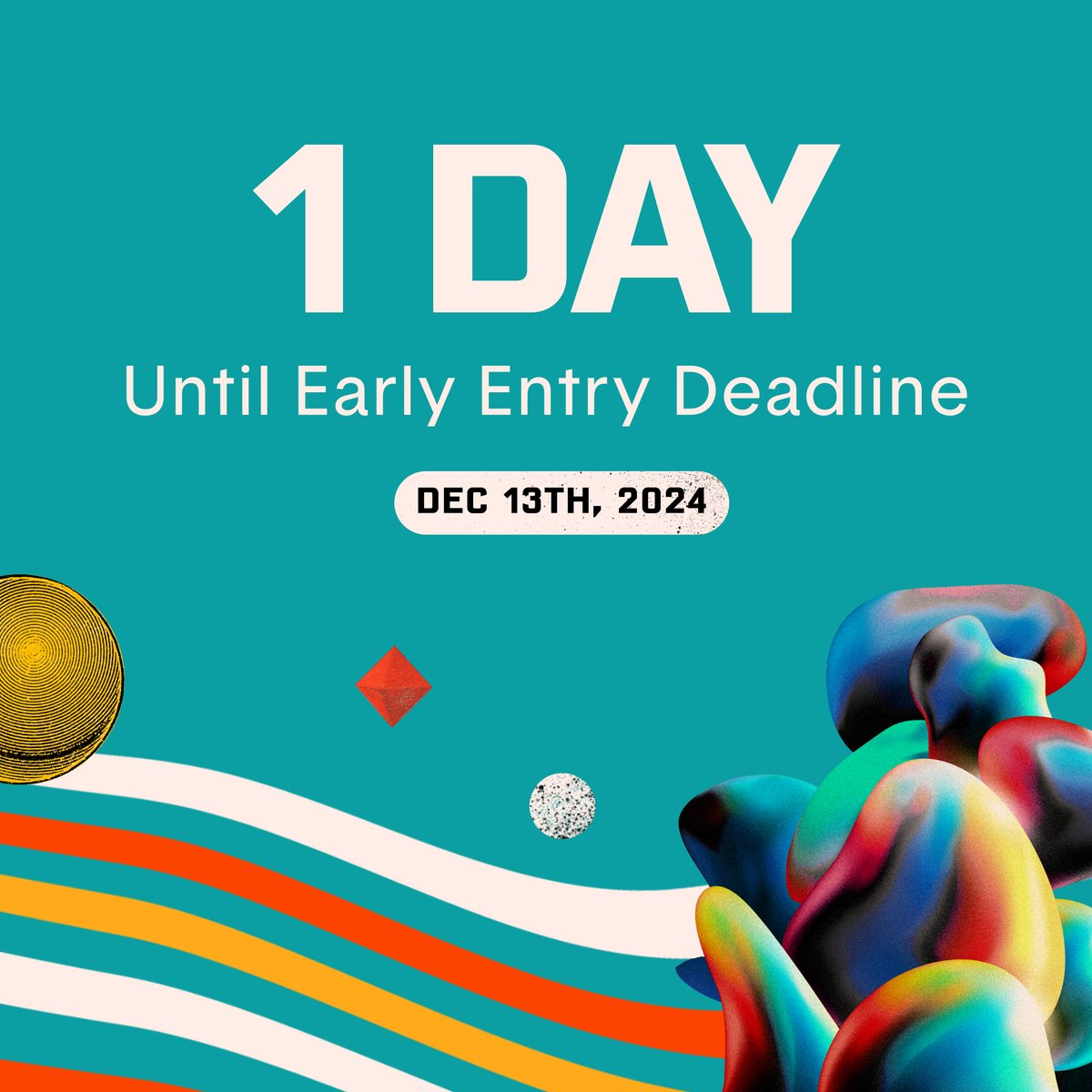 ⌛ Just 1 day until the Early Entry Deadline! 

At the Telly Awards, we're here to support you every step of the way.  

We’re committed to helping you through the entire experience!

Don’t wait anymore! Enter your project:  vist.ly/3mpq7qg