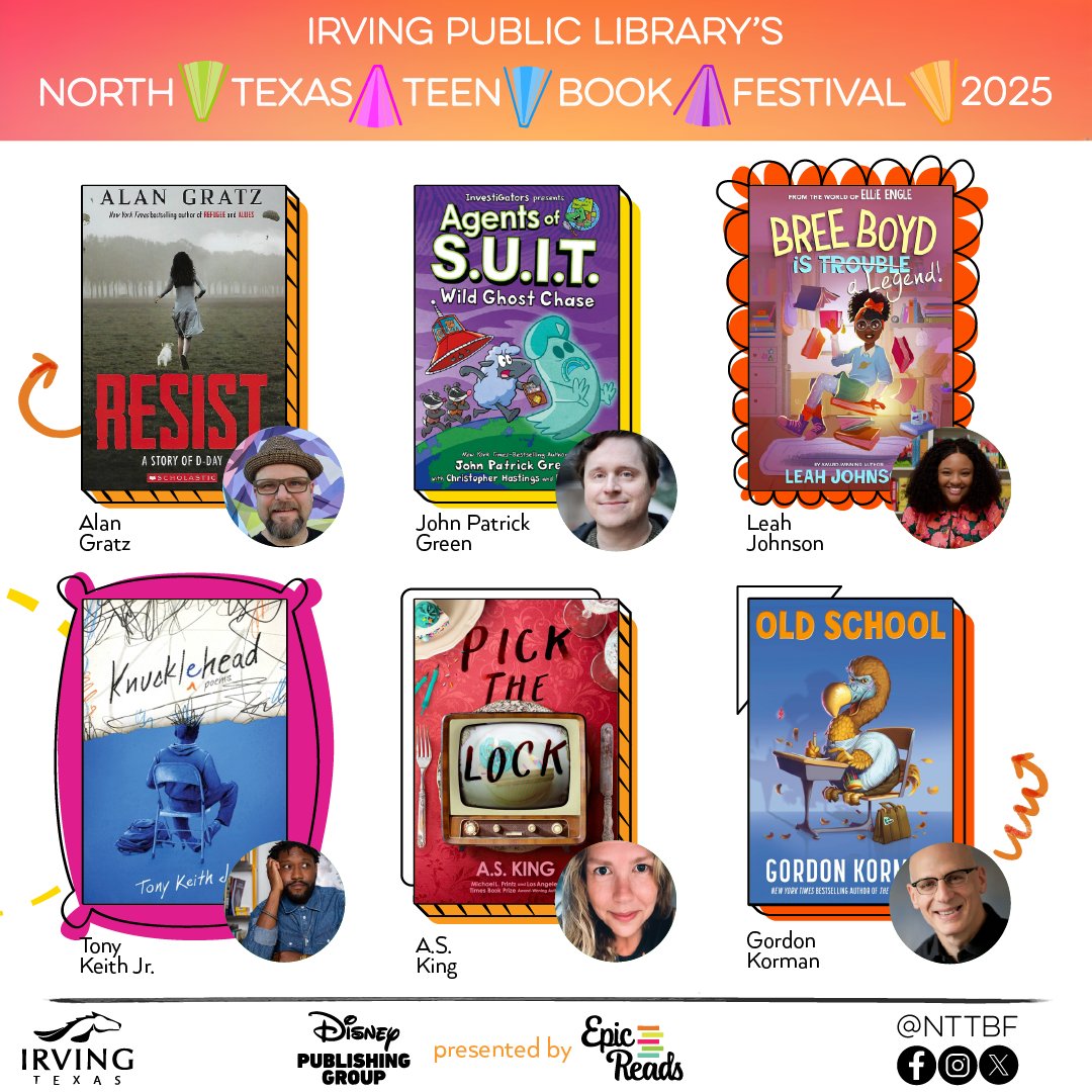 North Texas Teen Book Festival (@nttbfest) on Twitter photo Please welcome <a href="/AlanGratz/">Alan Gratz</a>, <a href="/johngreenart/">John Patrick Green</a>, <a href="/byleahjohnson/">Leah Johnson</a>, <a href="/tonykeithjr/">Tony Keith Jr., PhD. ✊🏿❤️🏳️🌈</a>, <a href="/AS_King/">A.S. King ☂️ Updates Only</a>, and <a href="/gordonkorman/">Gordon korman</a> to #NTTBF25! Please welcome <a href="/AlanGratz/">Alan Gratz</a>, <a href="/johngreenart/">John Patrick Green</a>, <a href="/byleahjohnson/">Leah Johnson</a>, <a href="/tonykeithjr/">Tony Keith Jr., PhD. ✊🏿❤️🏳️🌈</a>, <a href="/AS_King/">A.S. King ☂️ Updates Only</a>, and <a href="/gordonkorman/">Gordon korman</a> to #NTTBF25!